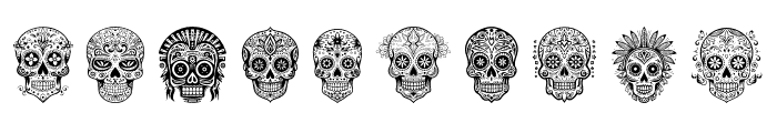 Aztec Tribal sugar skull Reg Font OTHER CHARS