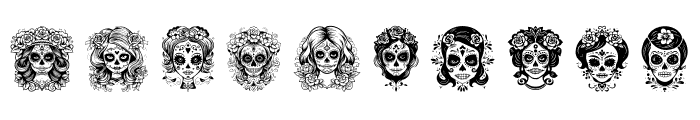 Beautiful La Catrina sugar Font OTHER CHARS