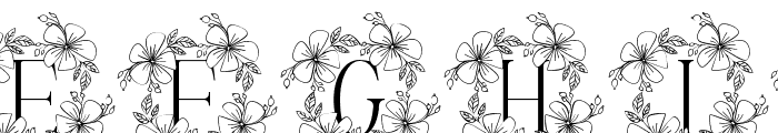 Beauty Magnolia Flower Monogram Font UPPERCASE
