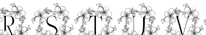 Beauty Magnolia Flower Monogram Font UPPERCASE