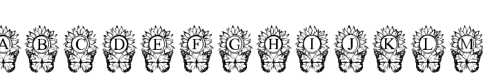 Butterfly Sunflower Monogram Font LOWERCASE