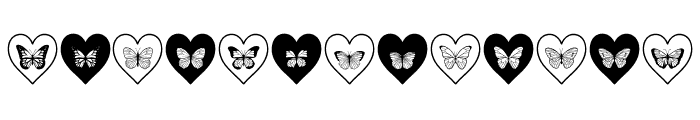 Butterfly pattern Heart Font LOWERCASE