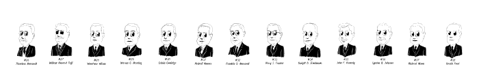 Cartoon US Presidents Dingbats Font UPPERCASE