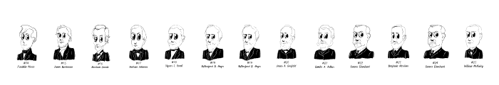Cartoon US Presidents Dingbats Font LOWERCASE