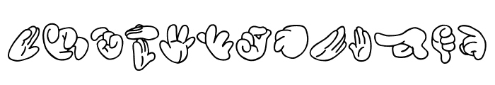 Cartoon hands Font UPPERCASE