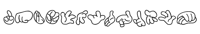 Cartoon hands Font LOWERCASE