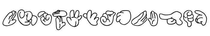 Cartoon hands Font LOWERCASE