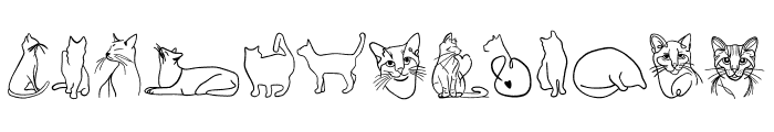 Cat Line Art Font UPPERCASE