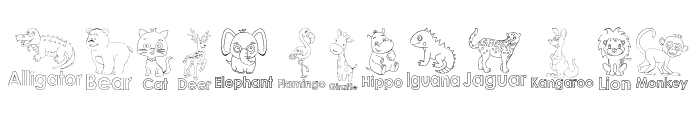 Children Animals Coloring Book Font Font LOWERCASE