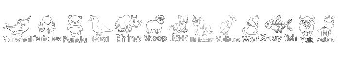 Children Animals Coloring Book Font Font LOWERCASE
