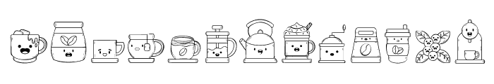 Coffee Cafe Dingbats Font UPPERCASE