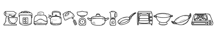 Cooking equipment Font UPPERCASE