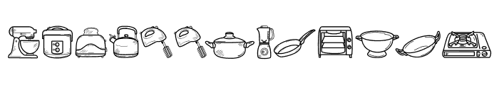 Cooking equipment Font LOWERCASE