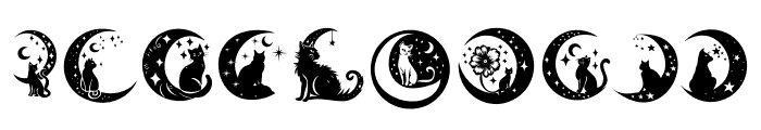 Cute cat and moon Font OTHER CHARS