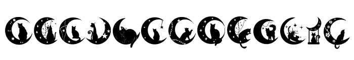 Cute cat and moon Font UPPERCASE