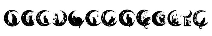 Cute cat and moon Font LOWERCASE