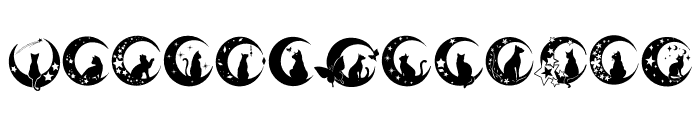 Cute cat and moon Font LOWERCASE