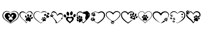 Dog paw heart Font UPPERCASE