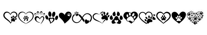 Dog paw heart Font LOWERCASE