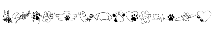 Dog tattoo doodle Font UPPERCASE