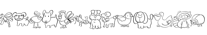 Doodle animals Font UPPERCASE