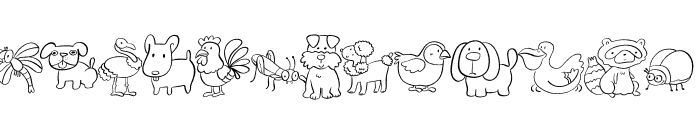 Doodle animals Font LOWERCASE