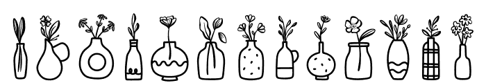 Flowers in vases Font LOWERCASE