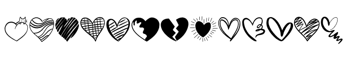 Hand drawn heart Font UPPERCASE