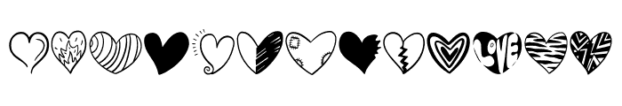 Hand drawn heart Font UPPERCASE