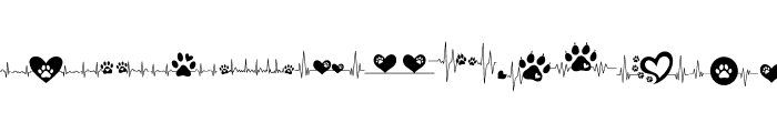 Heartbeat and Paw Font UPPERCASE