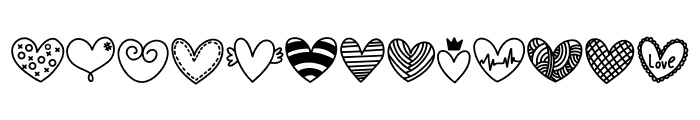 Hearts doodle Font UPPERCASE