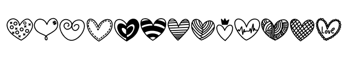 Hearts doodle Font LOWERCASE