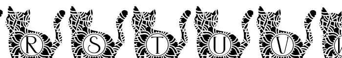 Lovely Cat Mandala Monogram Font UPPERCASE