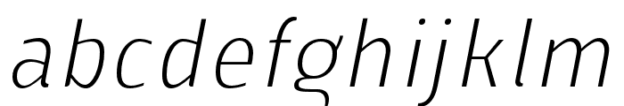 Mally Condensed ExtraLight Italic Font LOWERCASE