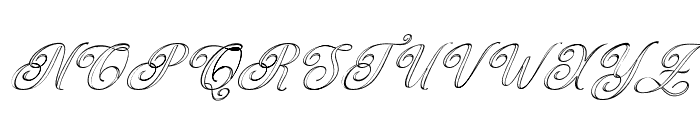 Media Calligraphy Outline Slant 26 Font UPPERCASE