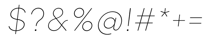 Munika Thin Italic Font OTHER CHARS