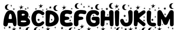 Peppy Pegasus Moon Star Font UPPERCASE