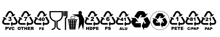 Recycling Symbols Font UPPERCASE