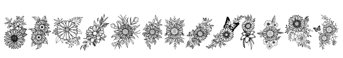 Sunflowers set Font UPPERCASE