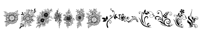 Sunflowers set Font UPPERCASE