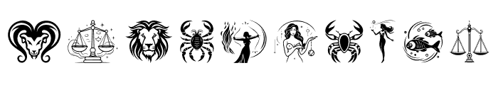 The 12 signs of the zodiac New Font OTHER CHARS