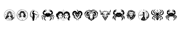 The 12 signs of the zodiac New Font UPPERCASE