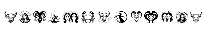 The 12 signs of the zodiac New Font LOWERCASE