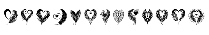 Tribal feather heart Regular Font LOWERCASE