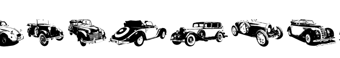 Vintage cars silhouette Font UPPERCASE