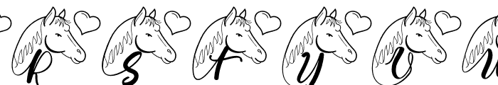 a Pair of Horses in Love Font UPPERCASE