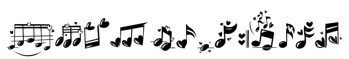 heart musical notes Font UPPERCASE