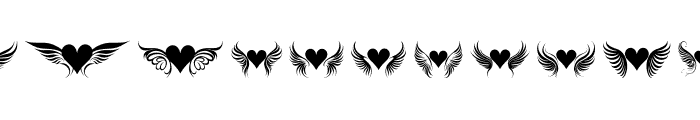 love heart & wing Regular Font UPPERCASE