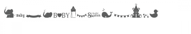 cg baby elephant and friends dingbats Font UPPERCASE