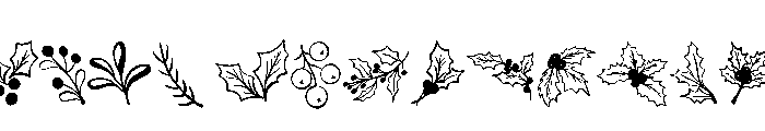 Christmas Botanical Line Art Bundle Font UPPERCASE